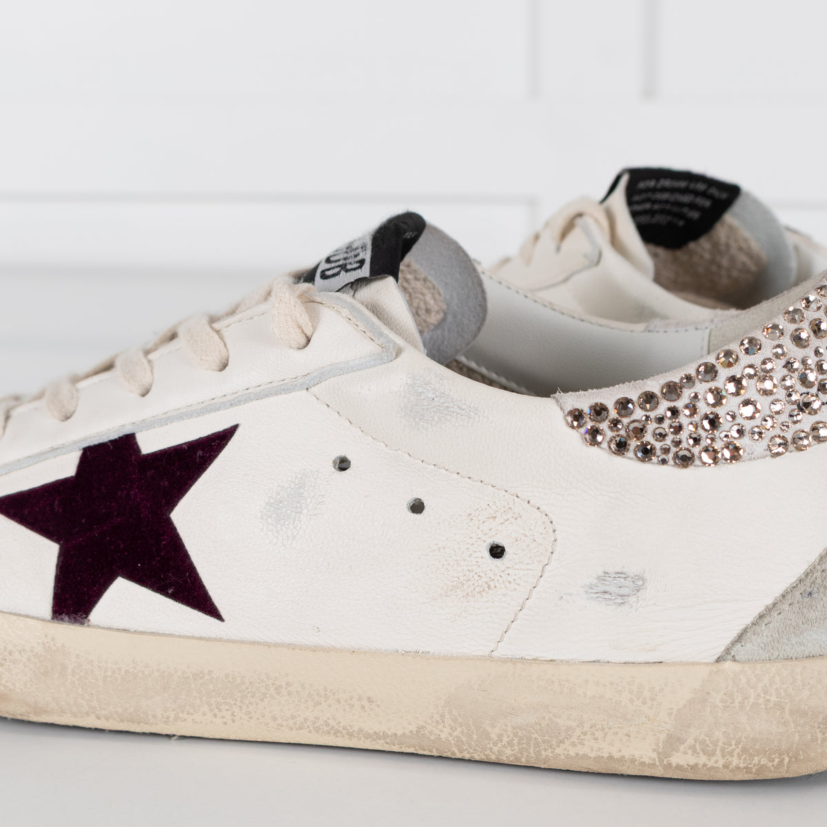 Golden Goose Super Star Crystal Embellished Velvet Star Trim Trainers