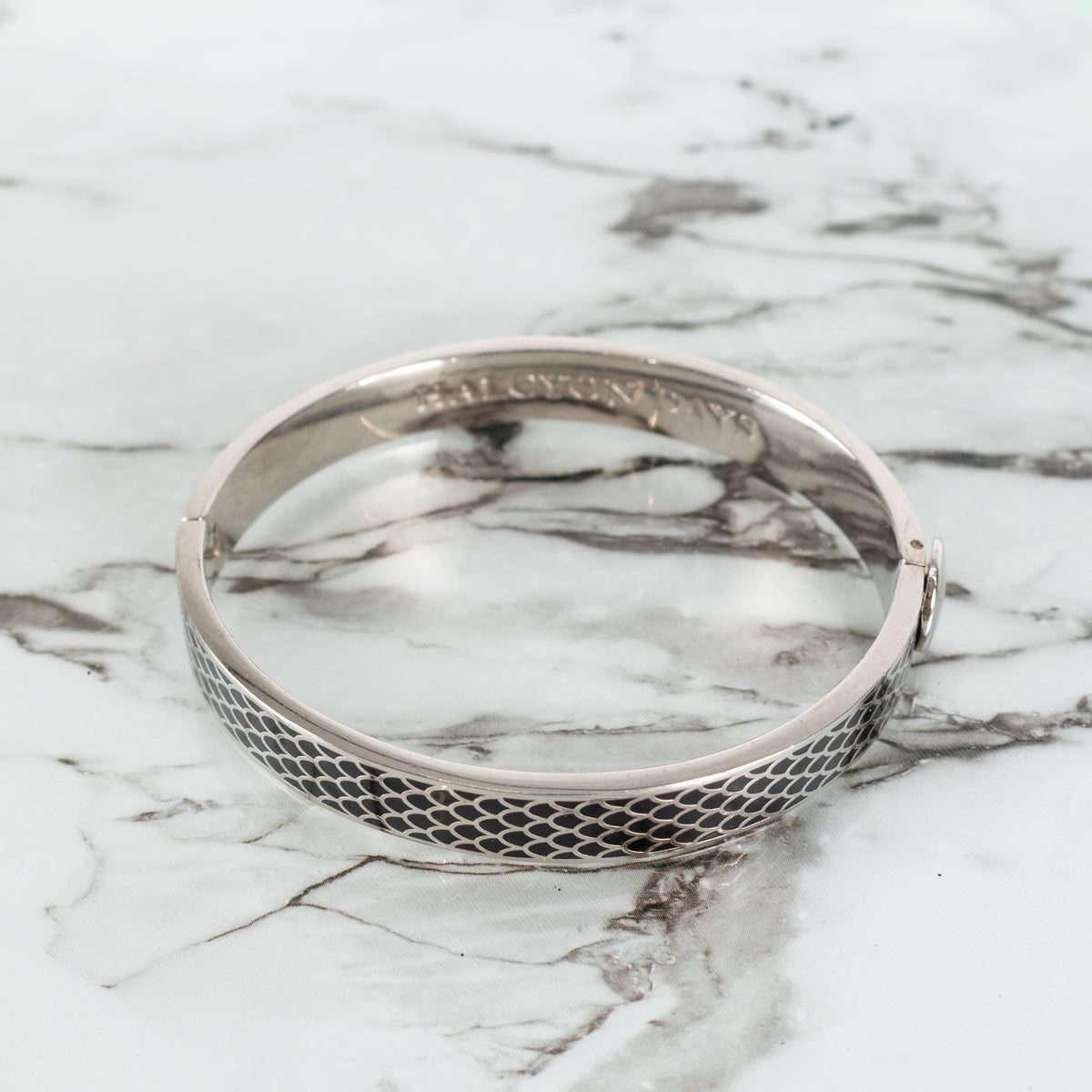 Halcyon Days Salamander Black Enamel And Palladium Scale Pattern Bangle