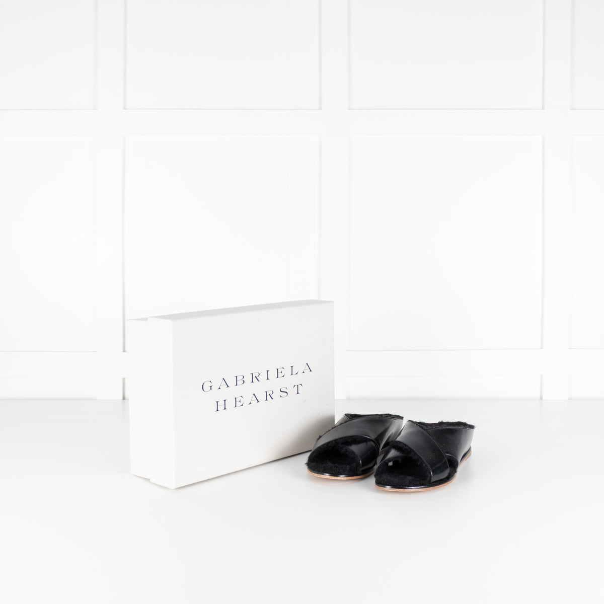 Gabriela Hearst Ellington Black Slides With Wool Fur