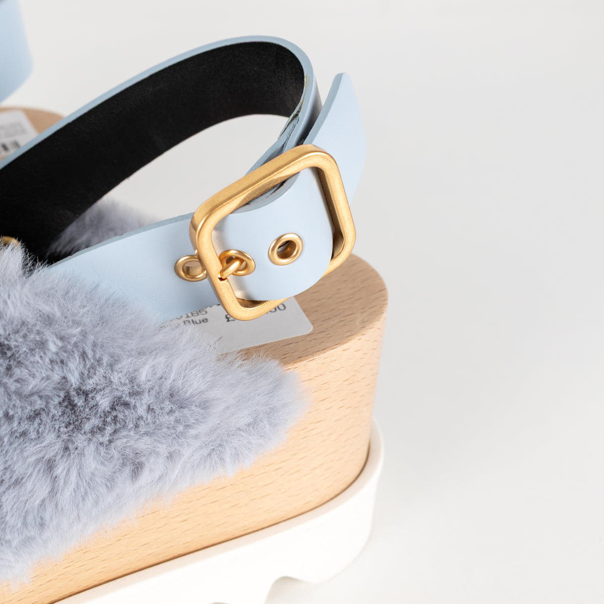 Stella McCartney Blue Faux Fur Platform Sandals