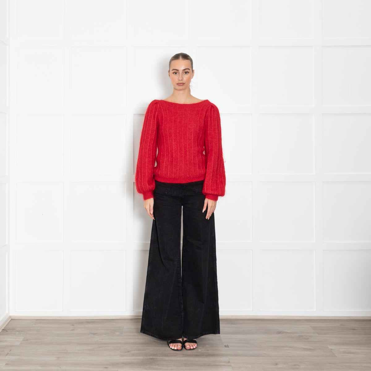 La Maille Sezane Red Mohair Jumper