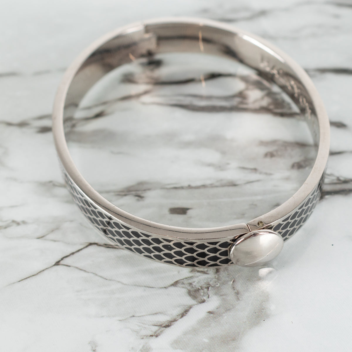 Halcyon Days Salamander Black Enamel And Palladium Scale Pattern Bangle