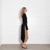 Joseph Black and Tan Knit Dress with Pleated Skirt