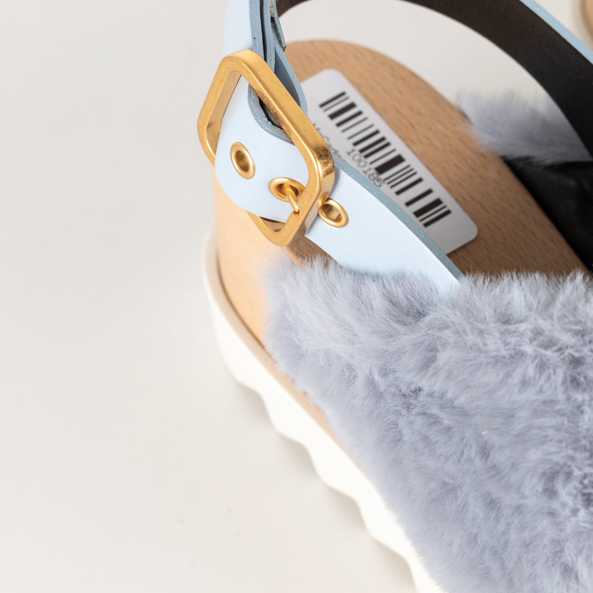 Stella McCartney Blue Faux Fur Platform Sandals