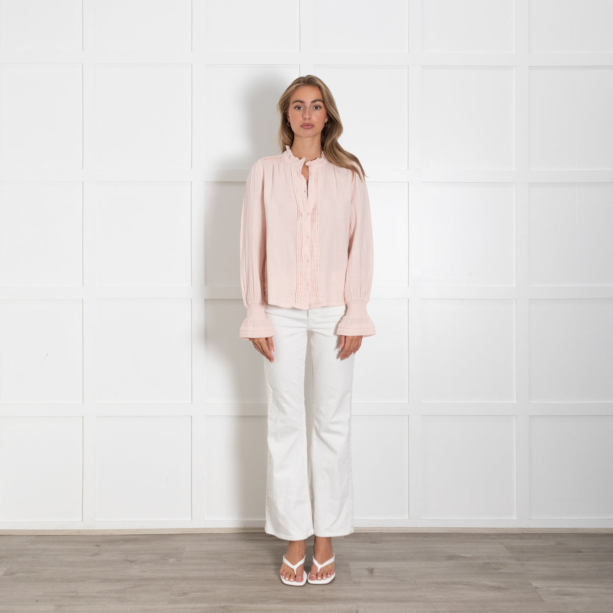 Me + Em Blush Pink Pleat Detail Top