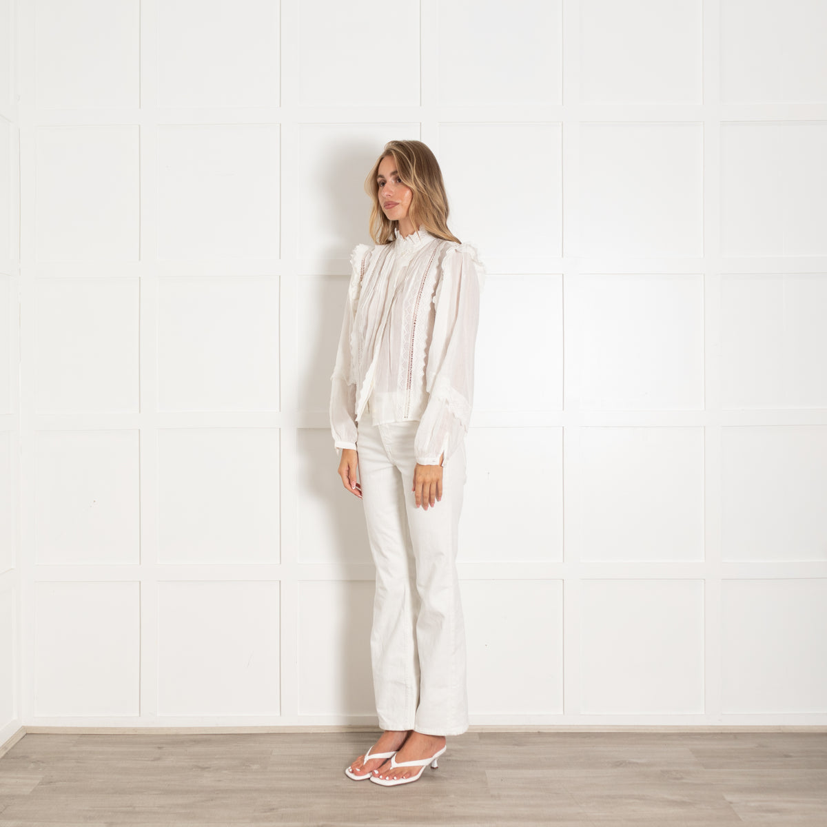 Frame Cream Frilled Lace Shirt