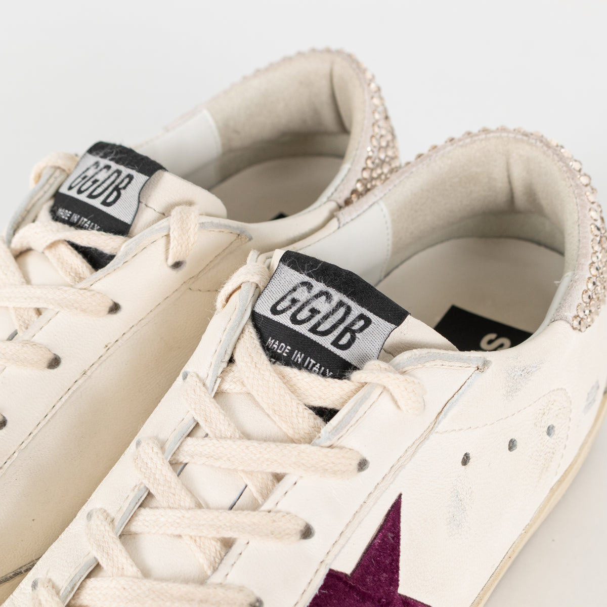 Golden Goose Super Star Crystal Embellished Velvet Star Trim Trainers
