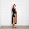 Joseph Black and Tan Knit Dress with Pleated Skirt