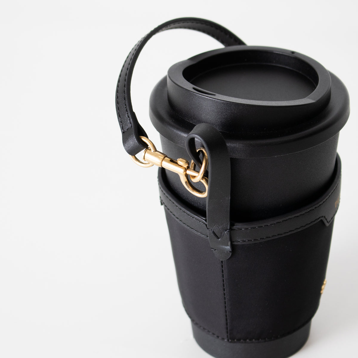 Anya Hindmarch Leather-trimmed Recycled Nylon Cup Holder And Travel Mug