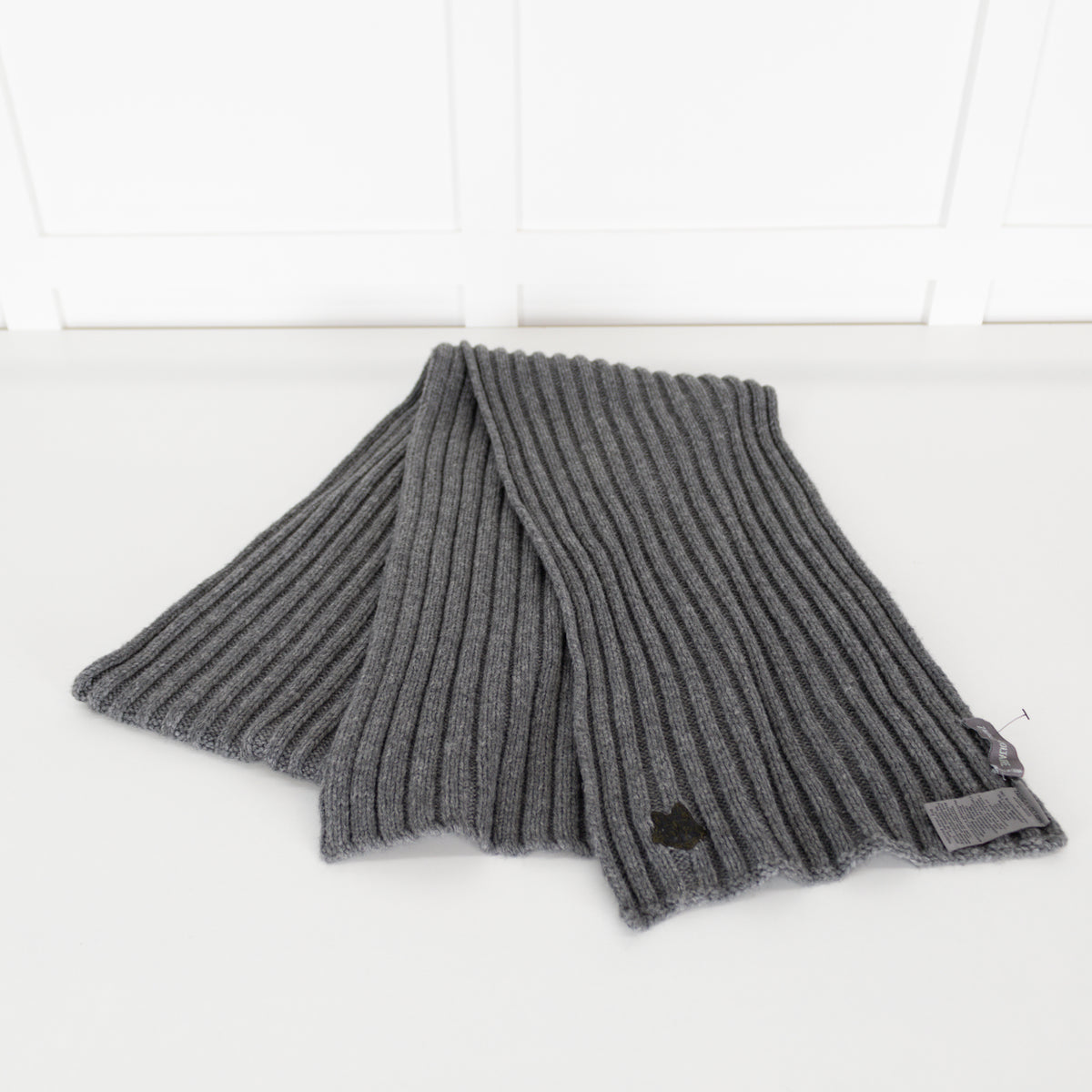 Zadig & Voltaire Grey Ribbed Wool Blend Scarf