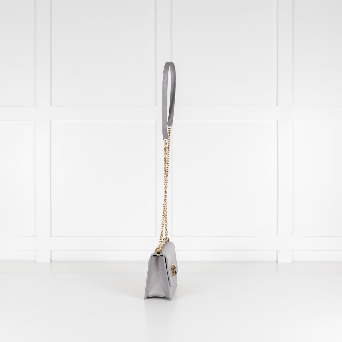 Furla Grey 1927 Grey Mini Crossbody With Fixed Gold Chain Strap
