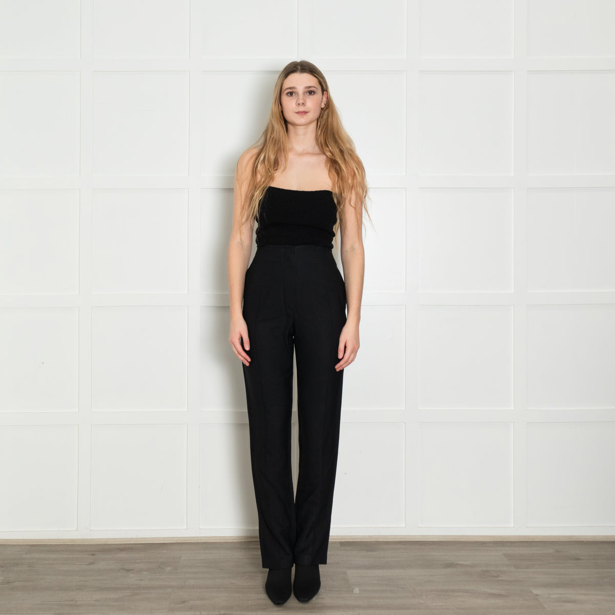 Khaite Black Back Split Detail Straight Leg Trousers