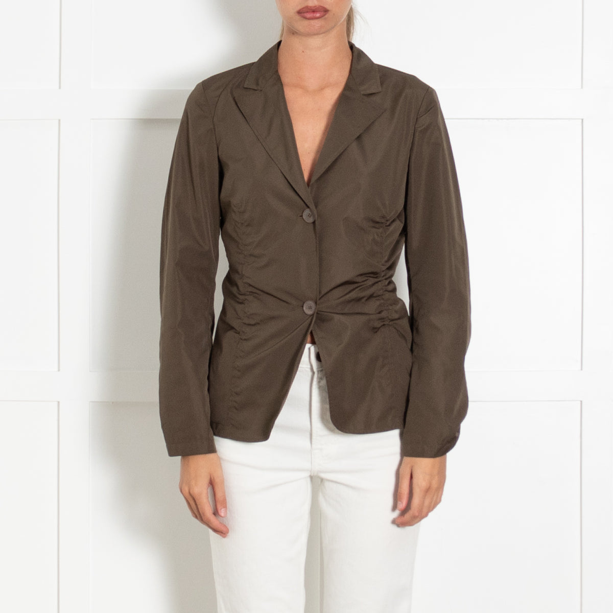Jil Sander Khaki Nylon Draw String Detail Jacket