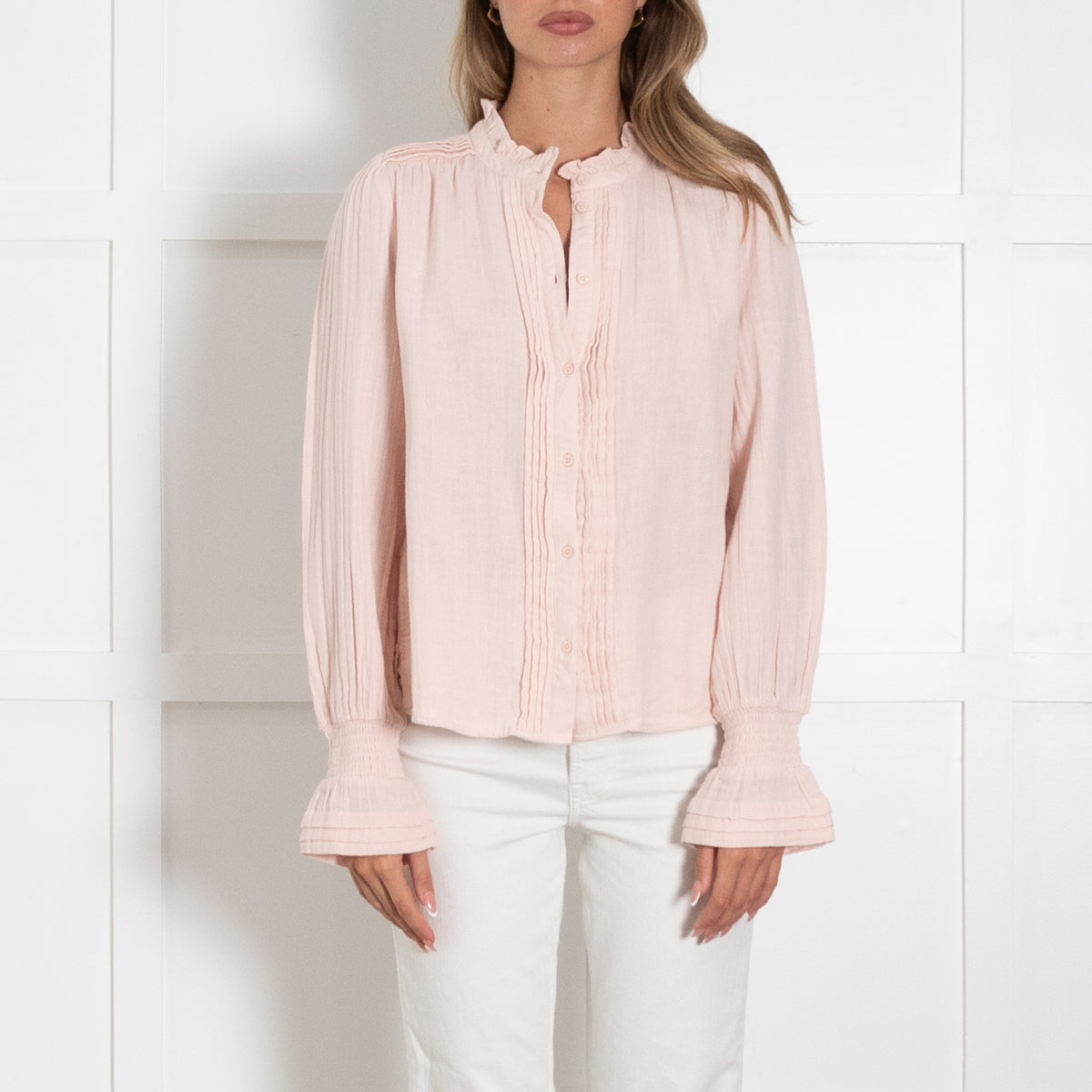 Me + Em Blush Pink Pleat Detail Top