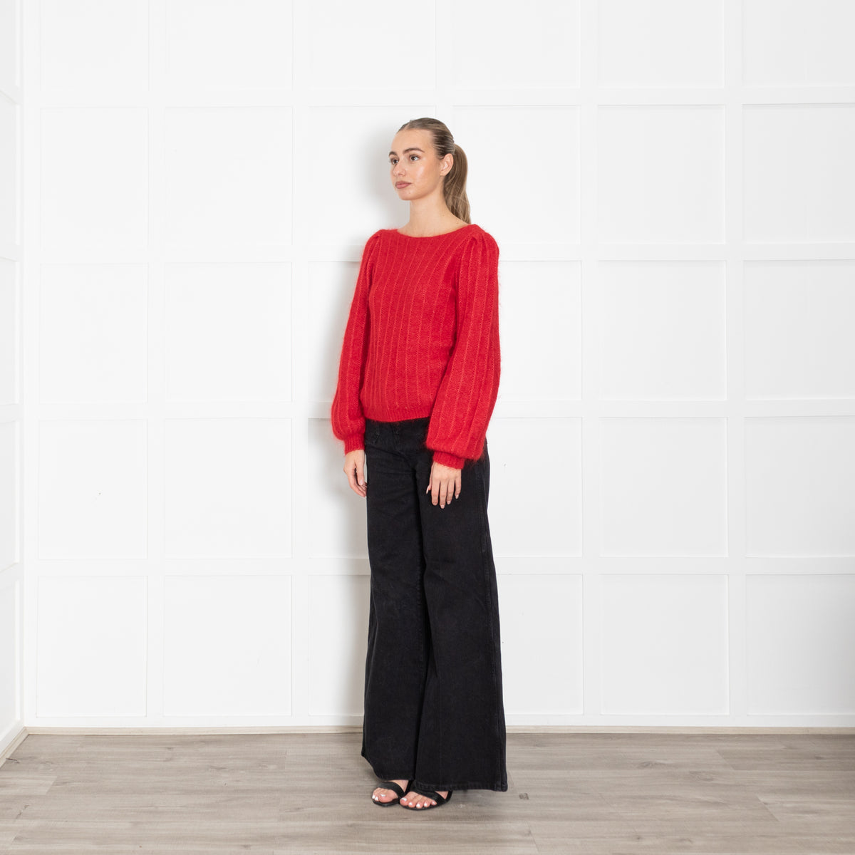 La Maille Sezane Red Mohair Jumper