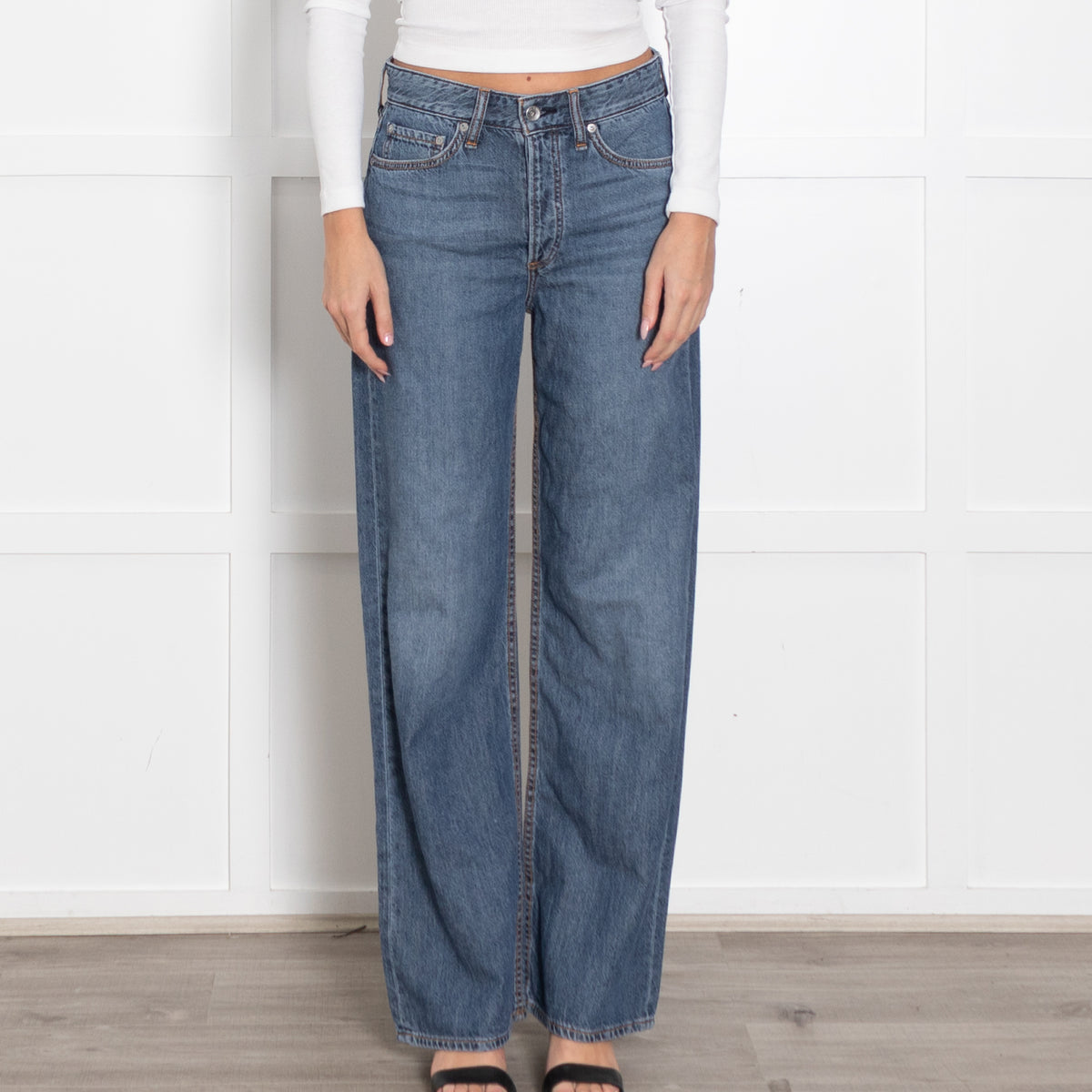 Rag & Bone Blue Denim Wide Leg Jeans
