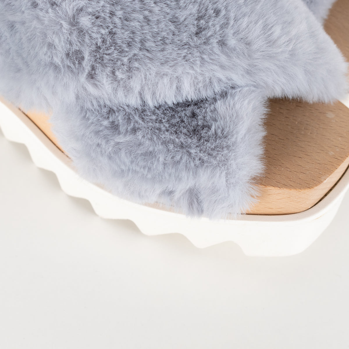 Stella McCartney Blue Faux Fur Platform Sandals