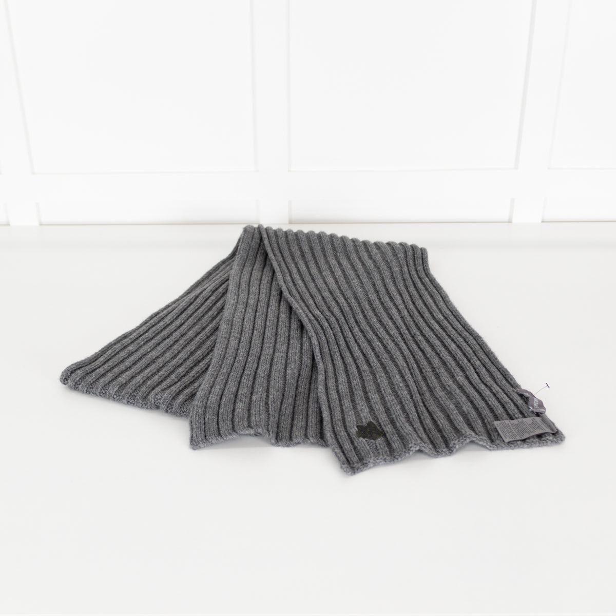 Zadig & Voltaire Grey Ribbed Wool Blend Scarf
