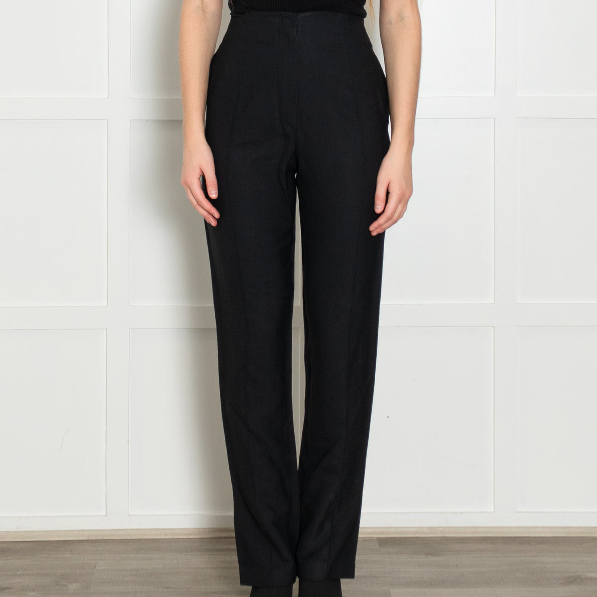 Khaite Black Back Split Detail Straight Leg Trousers
