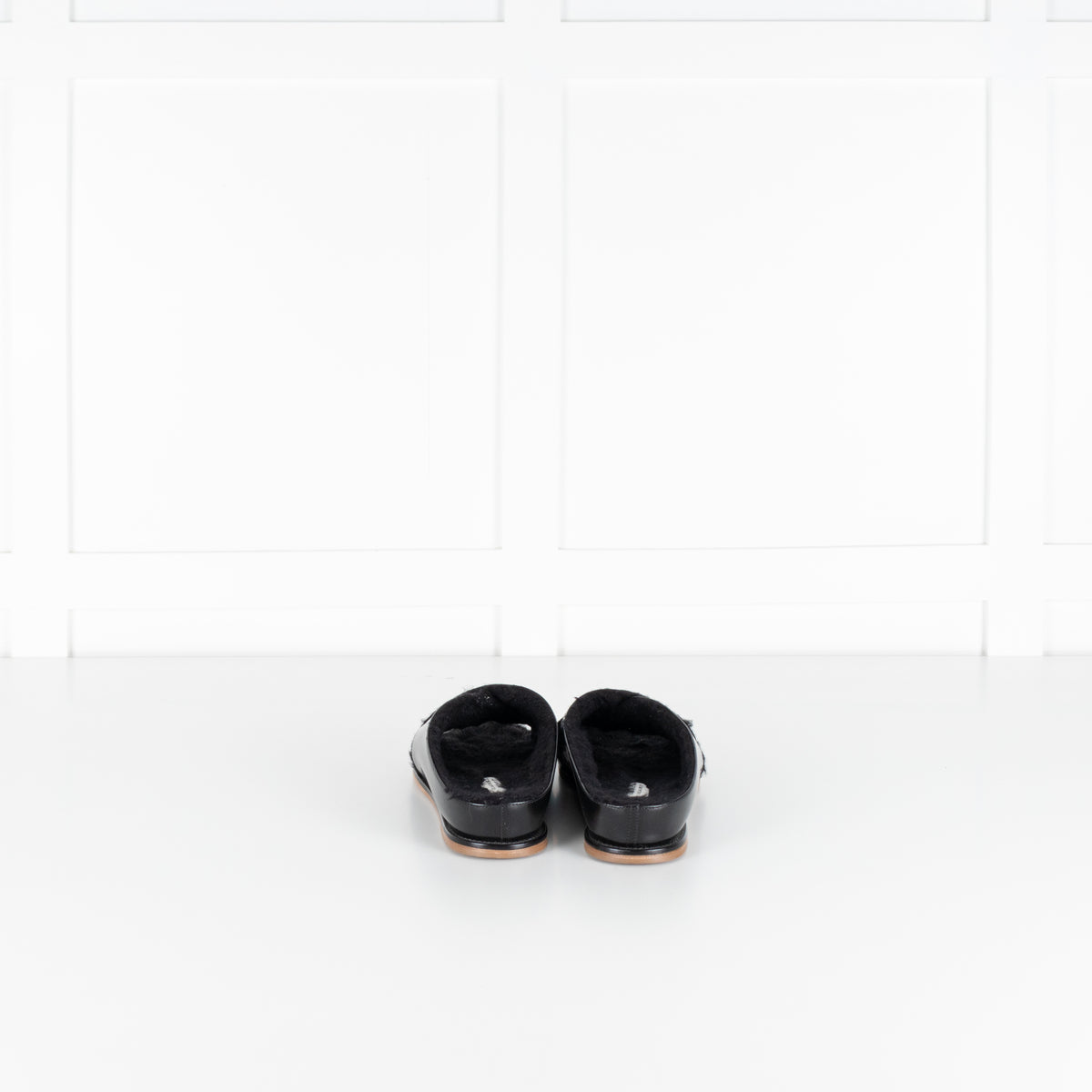 Gabriela Hearst Ellington Black Slides With Wool Fur