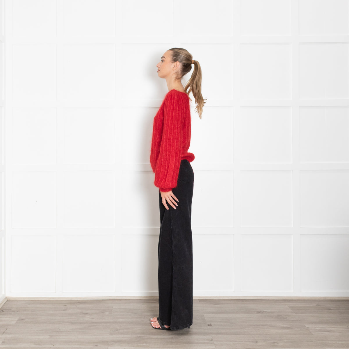 La Maille Sezane Red Mohair Jumper