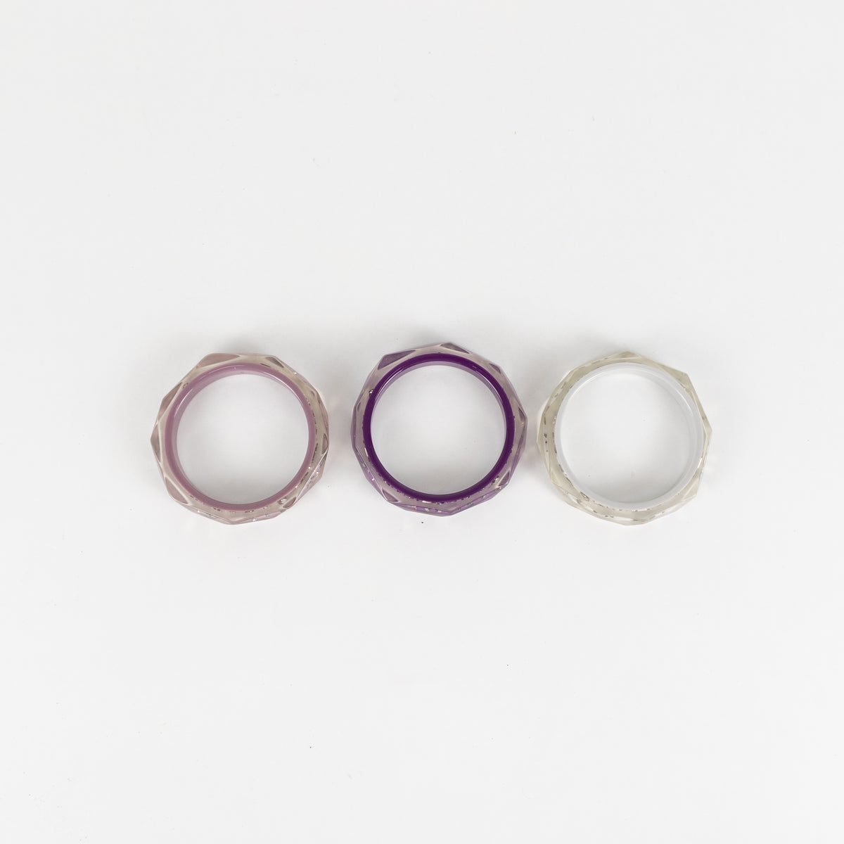 Christian Dior Purple Resin Inclusion Bangles With Embedded Sparkles X3