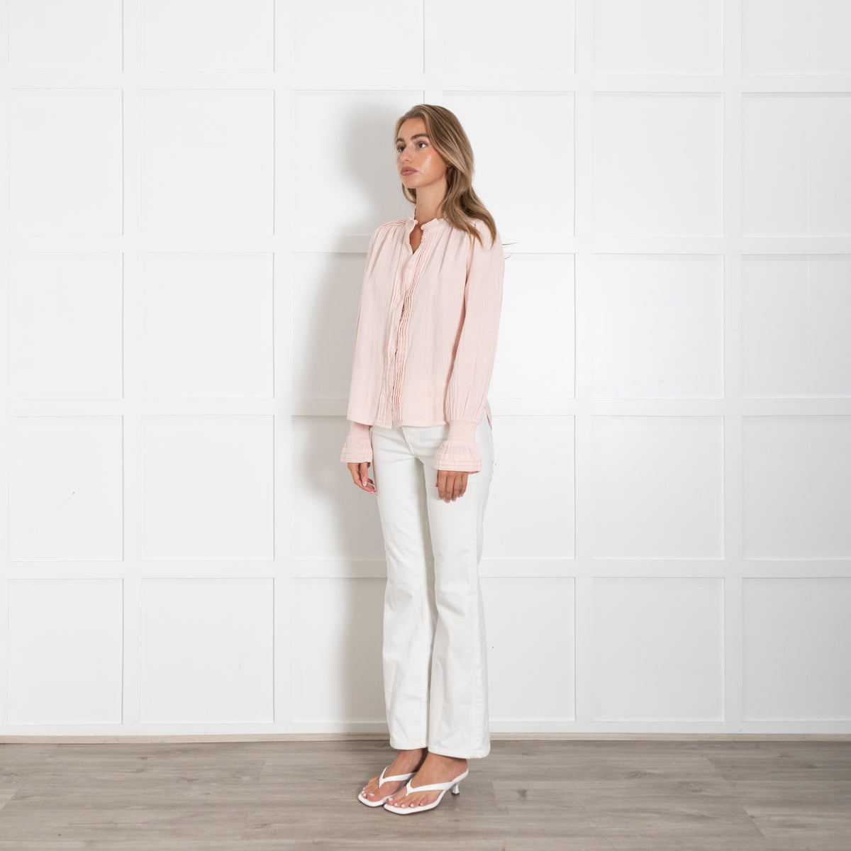Me + Em Blush Pink Pleat Detail Top