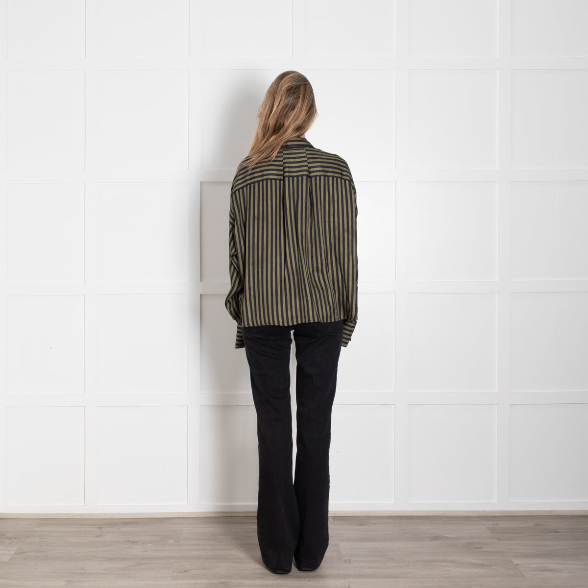 Rag & Bone Khaki Army Stripe Silk Shirt