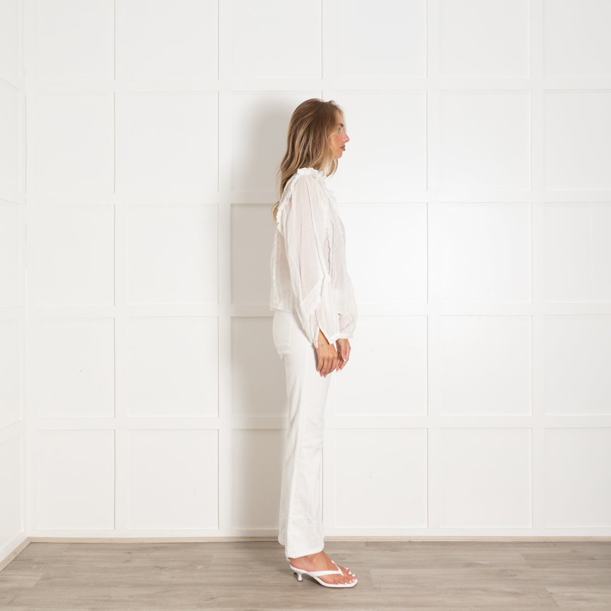 Frame Cream Frilled Lace Shirt