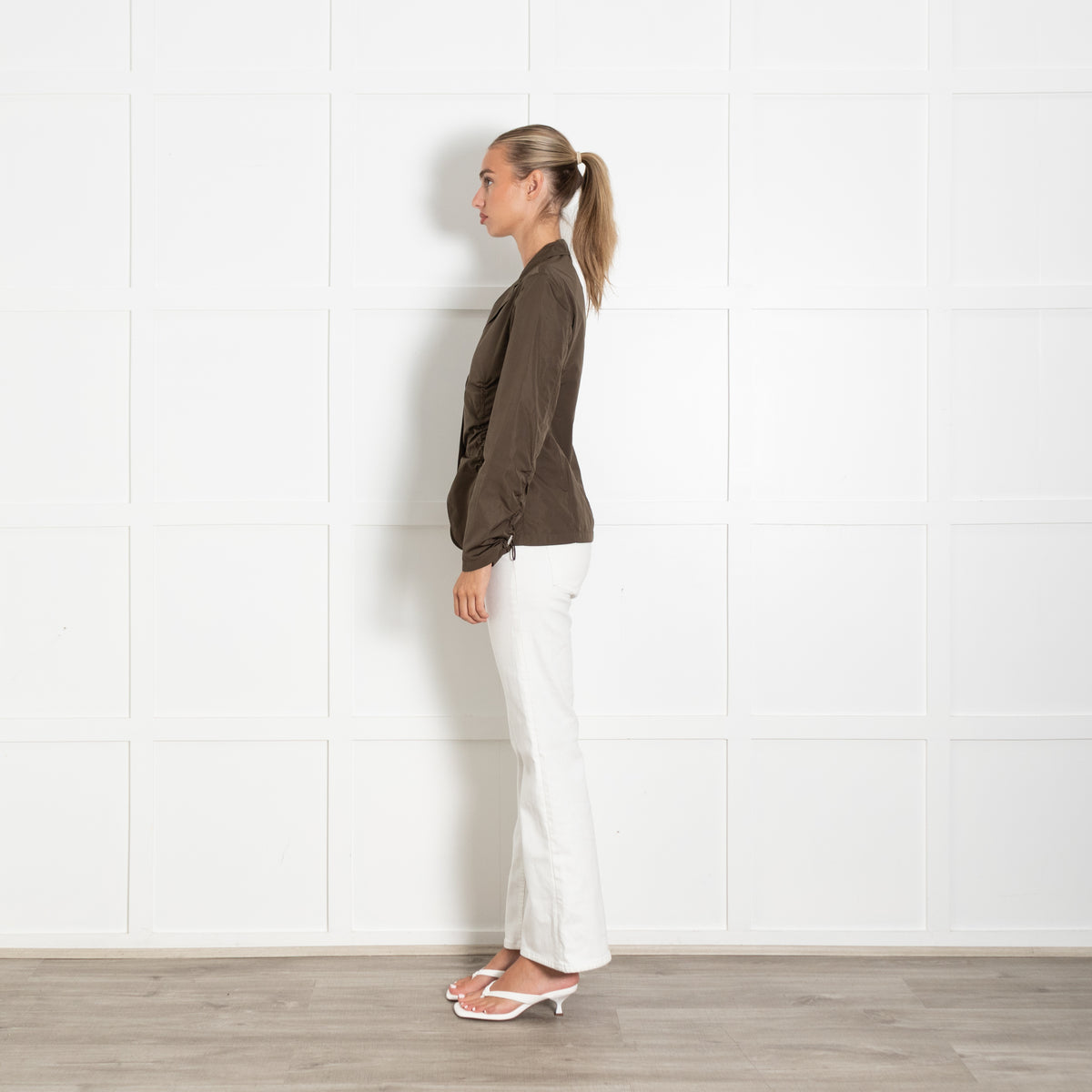 Jil Sander Khaki Nylon Draw String Detail Jacket
