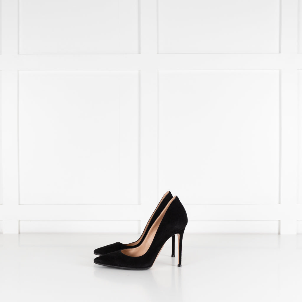 Gianvito Rossi Black Suede High Heel Court Shoes