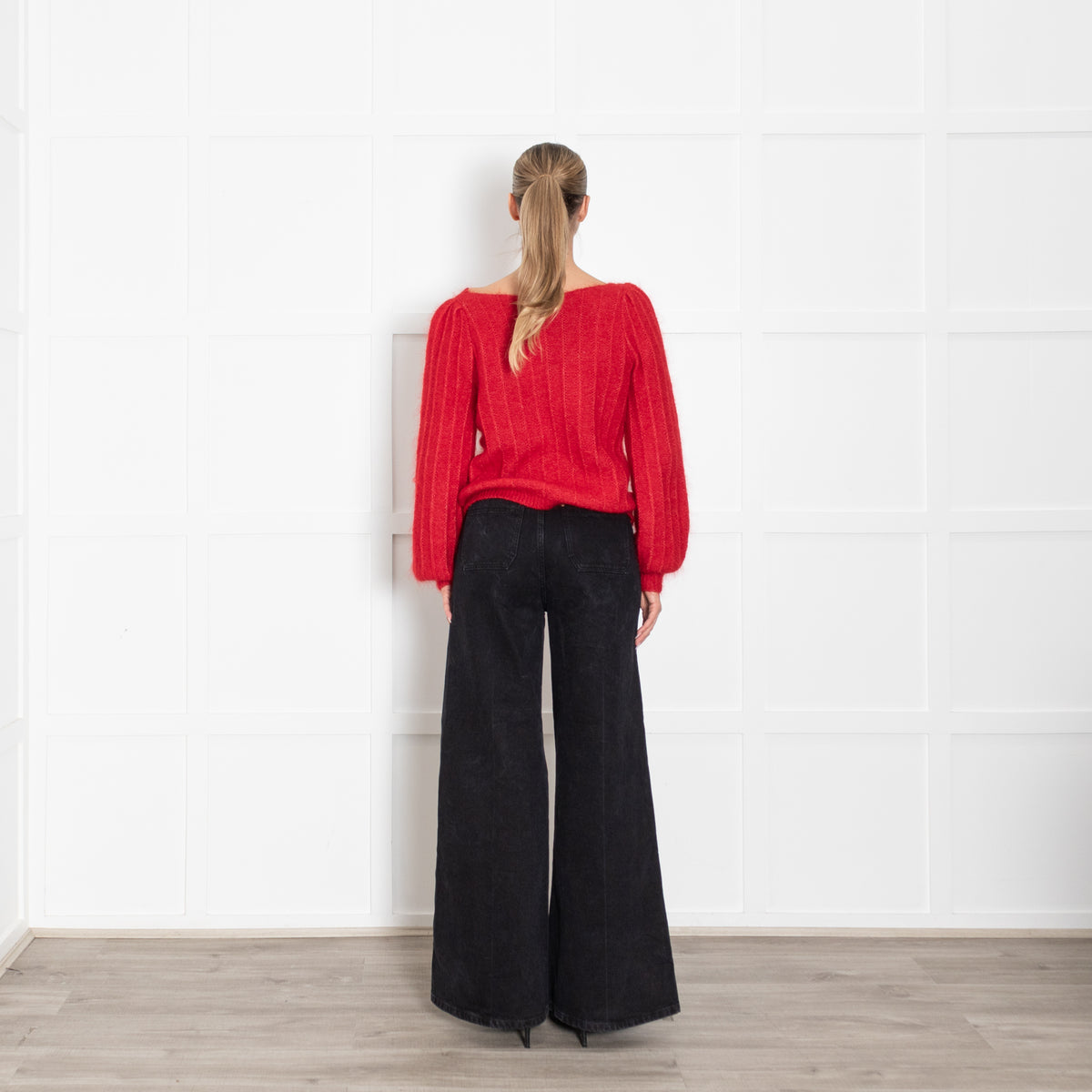 La Maille Sezane Red Mohair Jumper