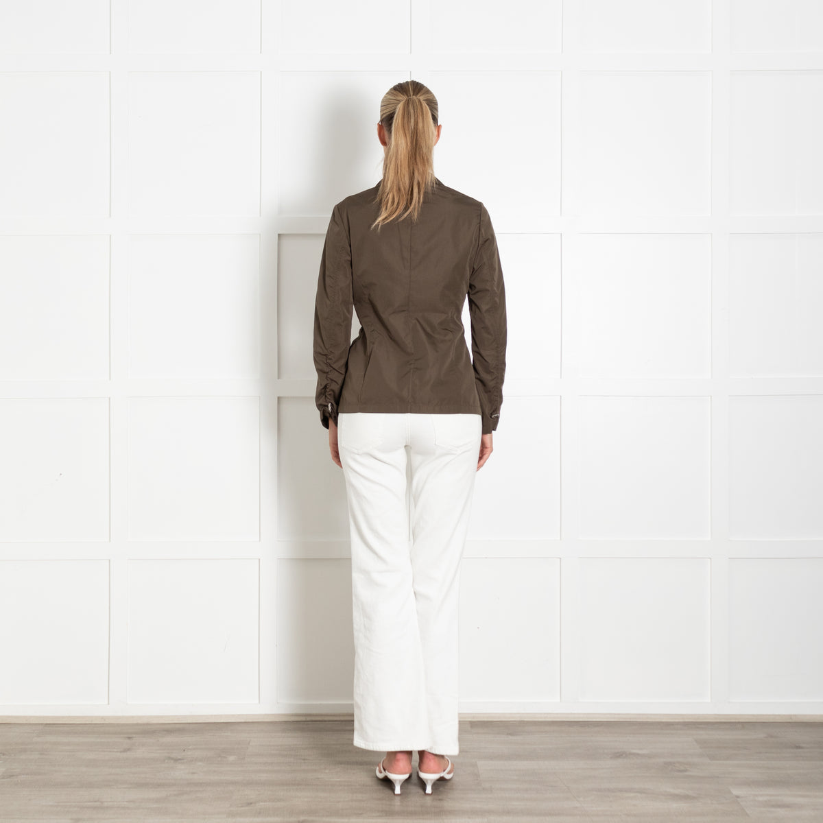 Jil Sander Khaki Nylon Draw String Detail Jacket
