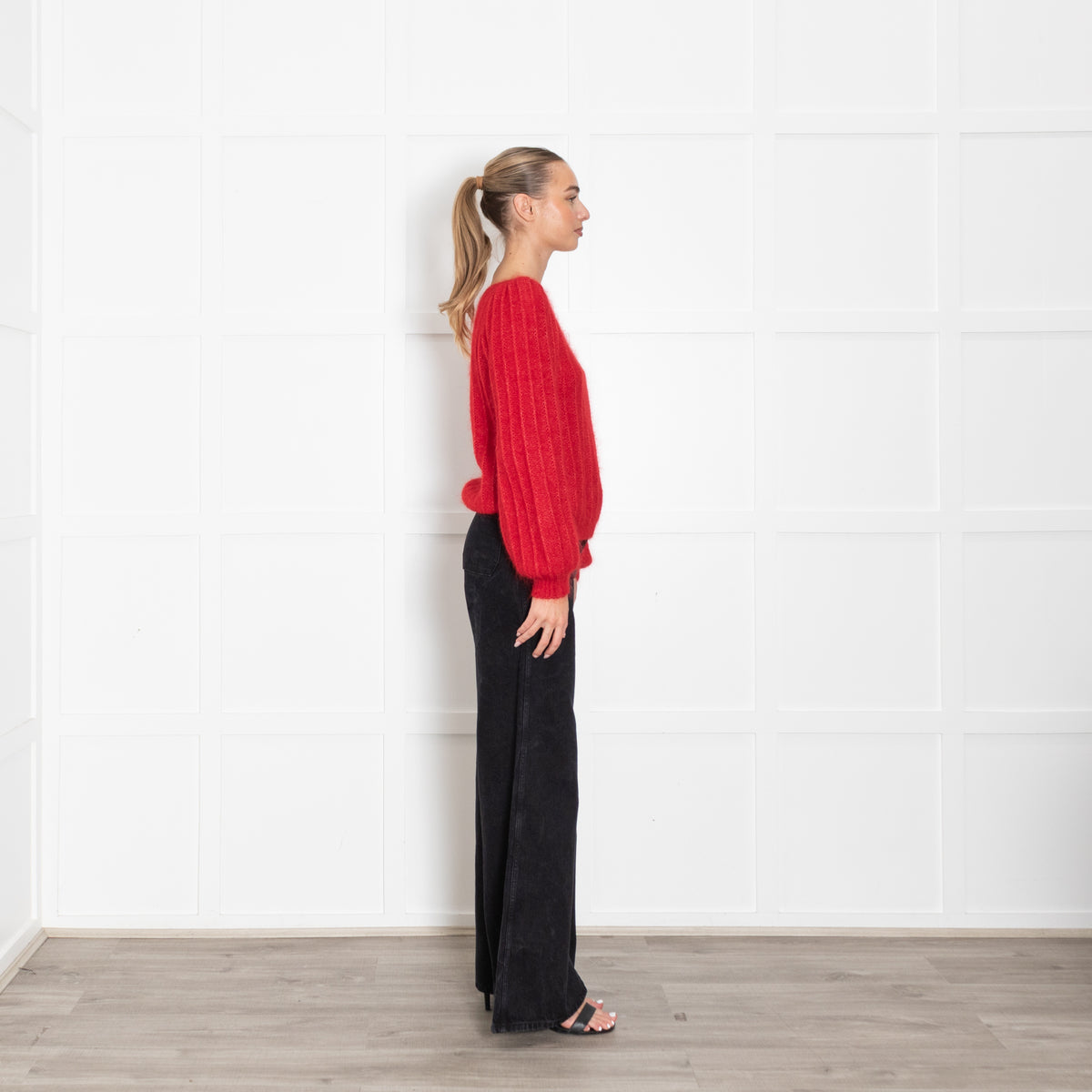 La Maille Sezane Red Mohair Jumper