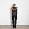 Weekend Max Mara Black Light Weight Fur Trim Hooded Gilet