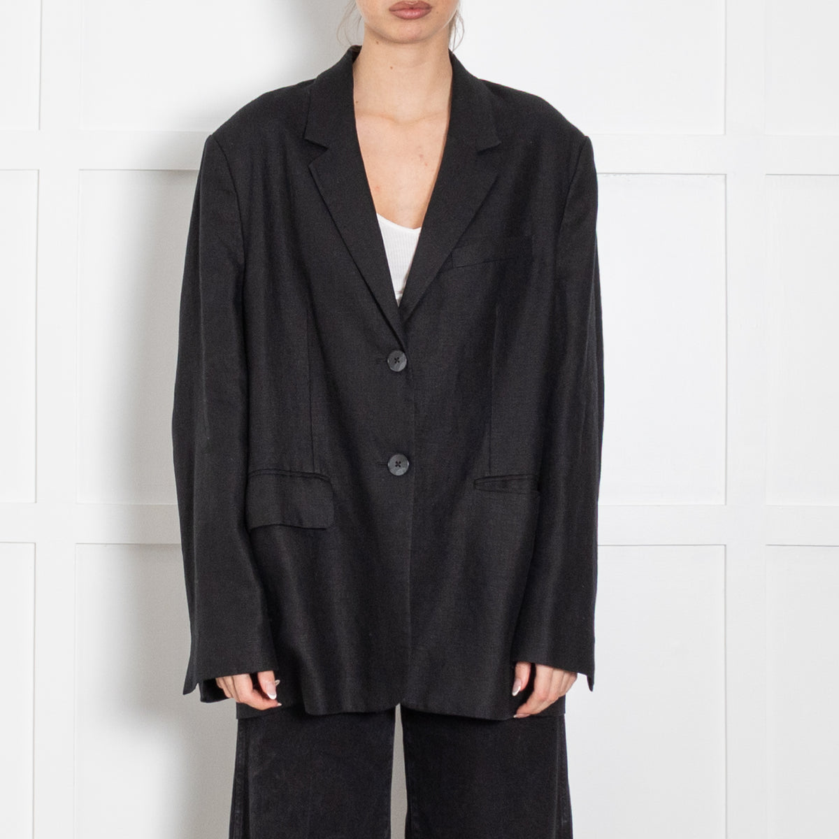 Assembly Label Black Linen Boyfriend Jacket