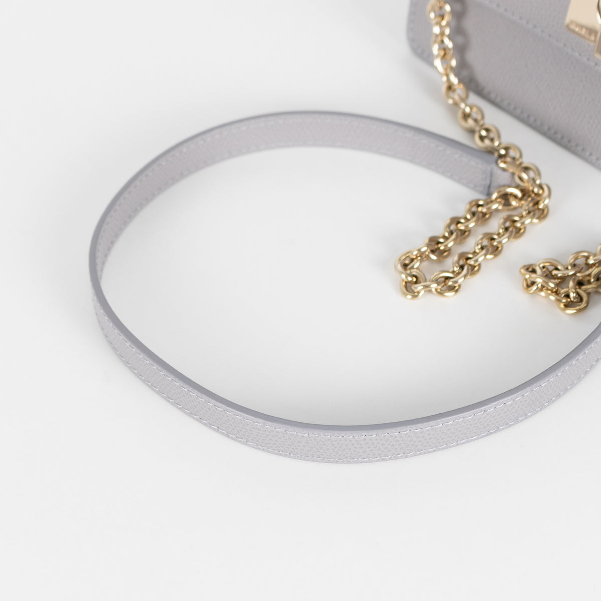 Furla Grey 1927 Grey Mini Crossbody With Fixed Gold Chain Strap