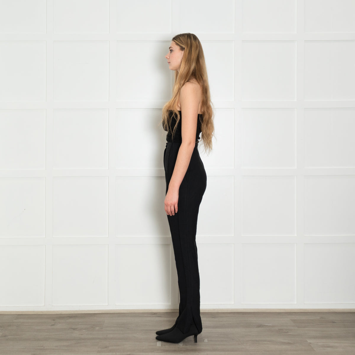 Khaite Black Back Split Detail Straight Leg Trousers