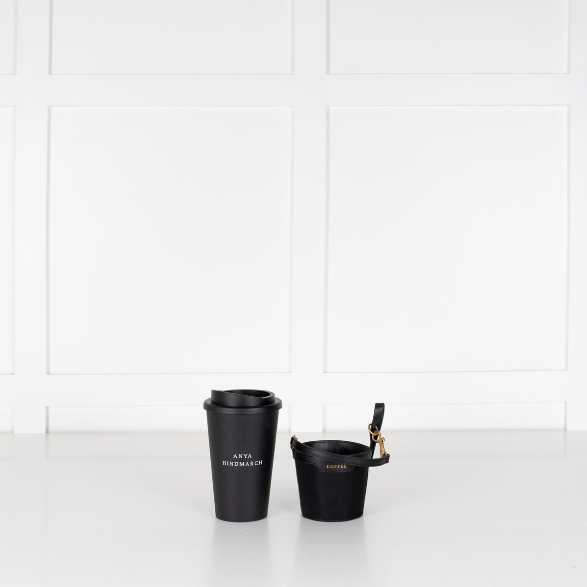 Anya Hindmarch Leather-trimmed Recycled Nylon Cup Holder And Travel Mug