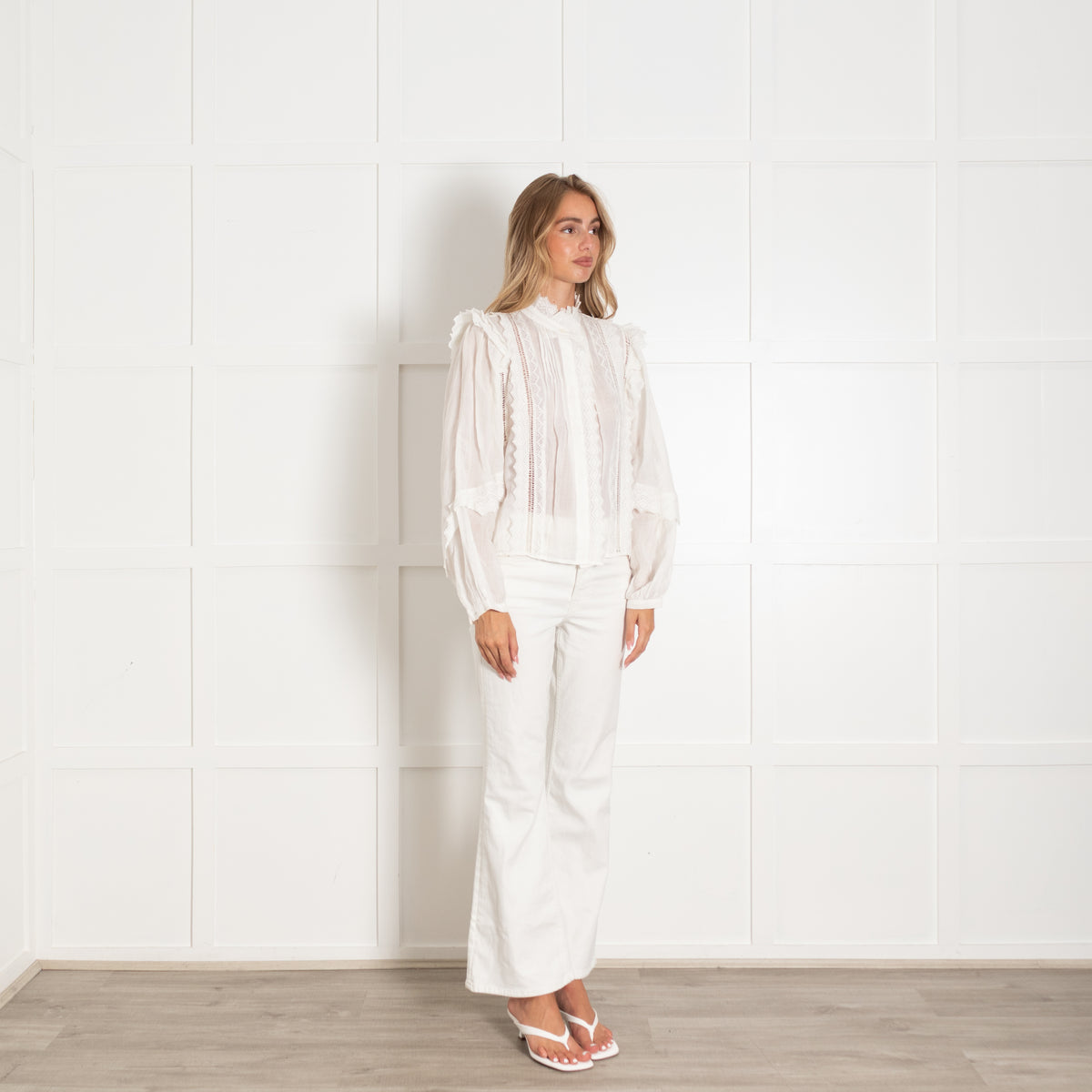 Frame Cream Frilled Lace Shirt