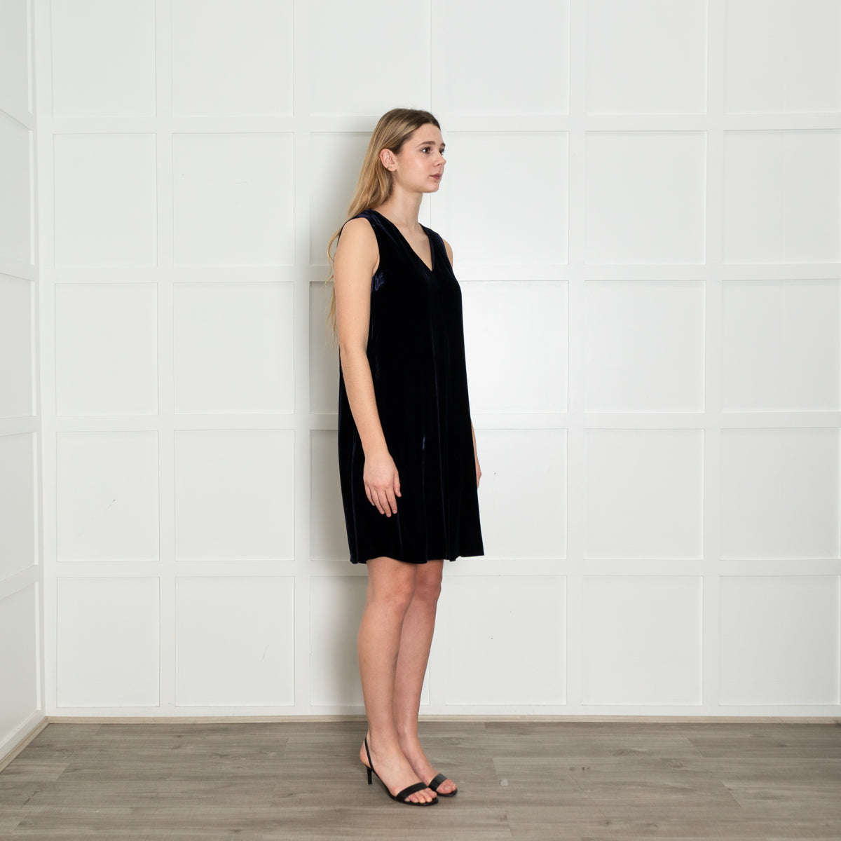 Max Mara Studio Navy Blue Velvet Sleeveless Dress