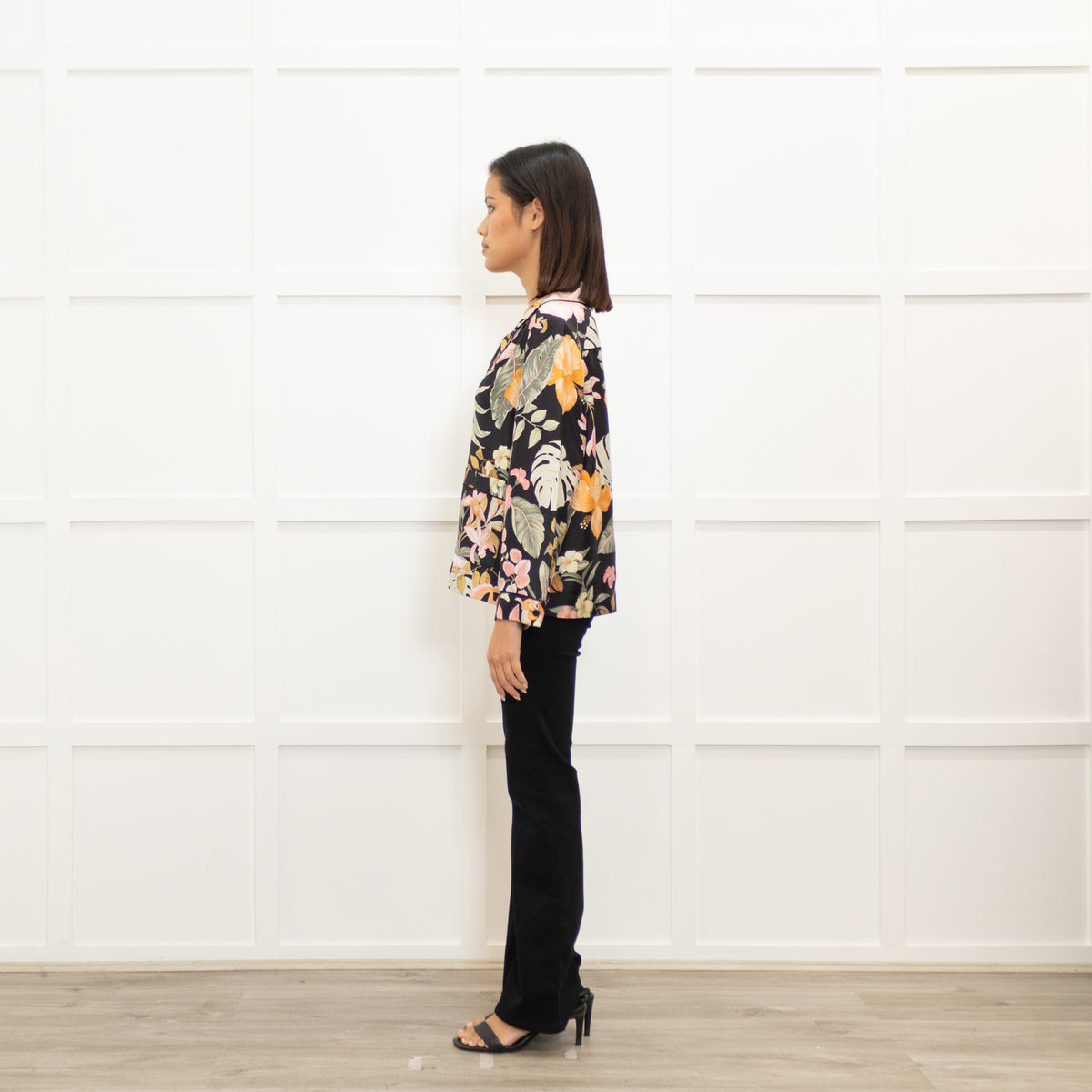 Barneys New York Black Floral Pyjama Style Top