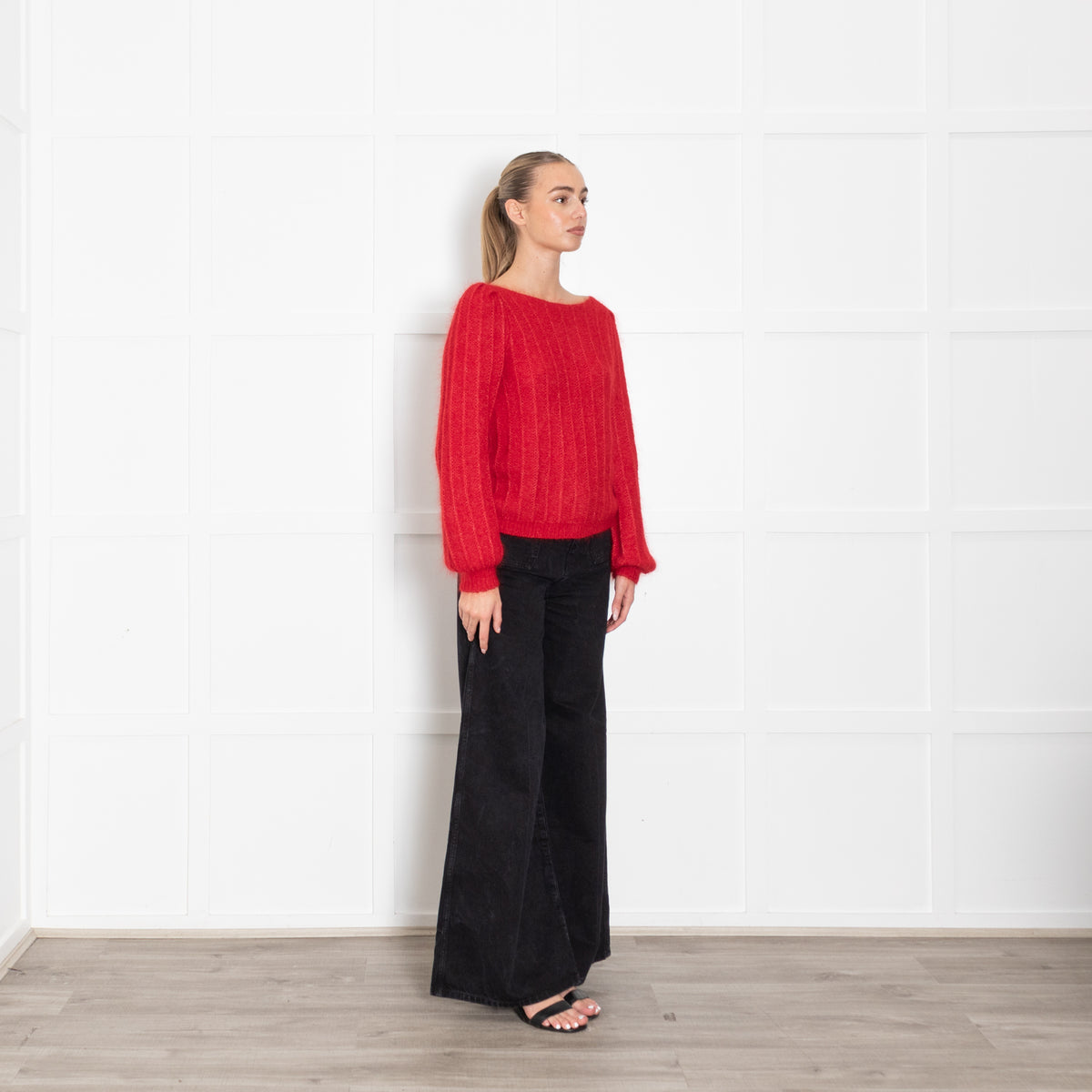 La Maille Sezane Red Mohair Jumper
