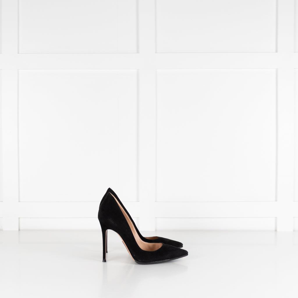 Gianvito Rossi Black Suede High Heel Court Shoes