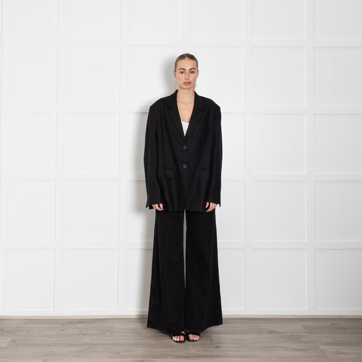 Assembly Label Black Linen Boyfriend Jacket