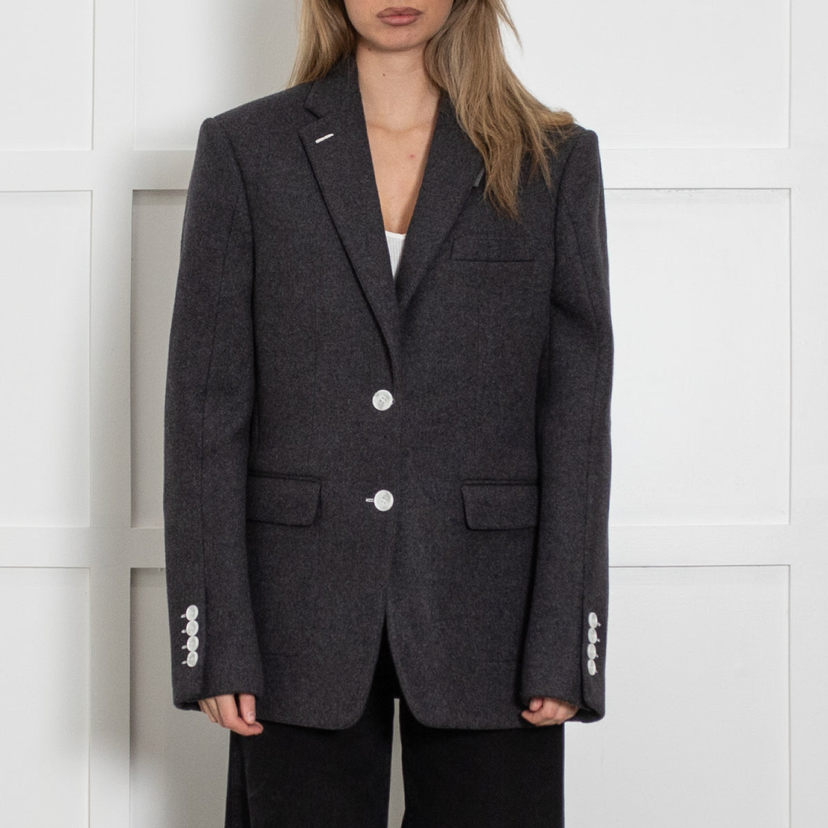 Burberry Grey Blazer With White Buttons