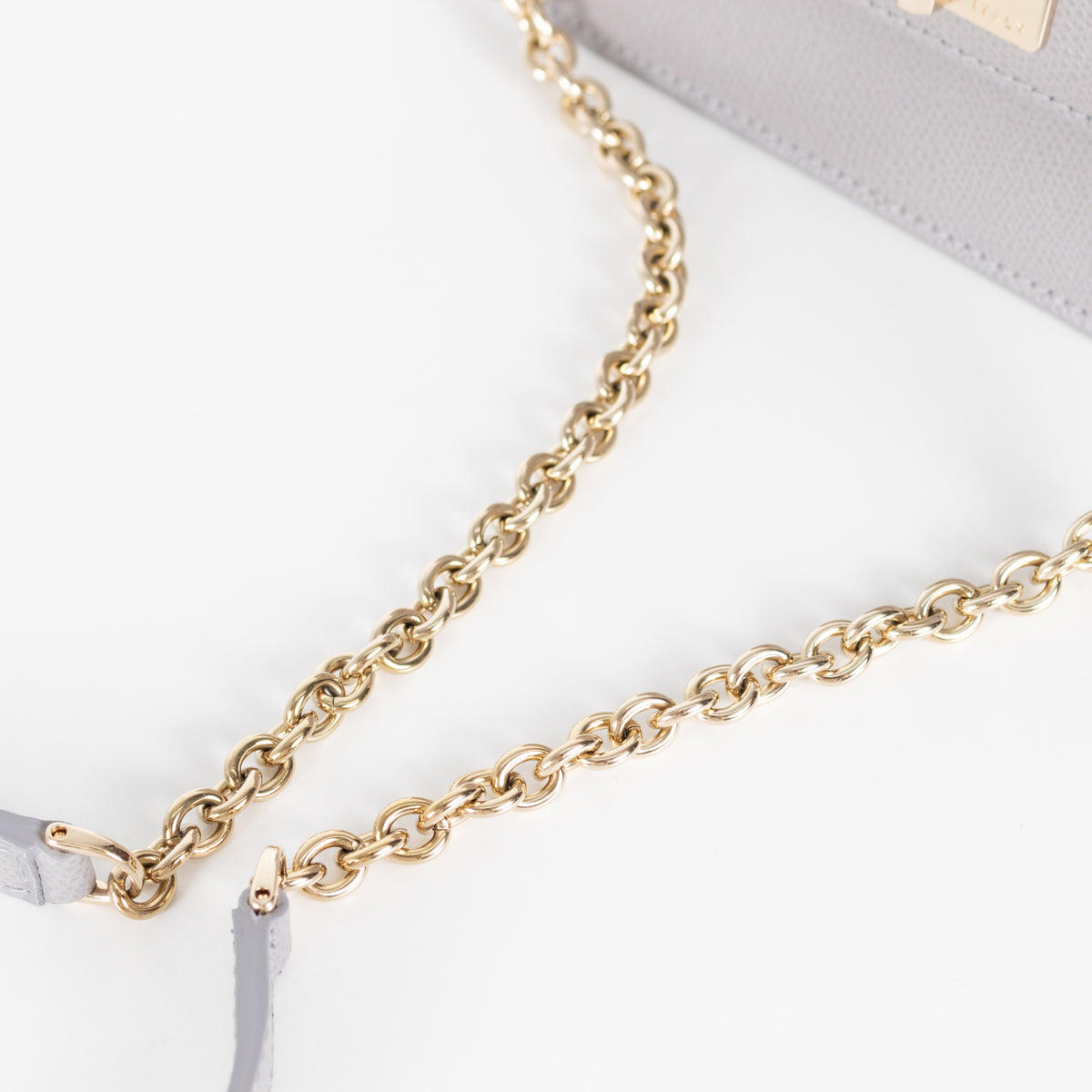 Furla Grey 1927 Grey Mini Crossbody With Fixed Gold Chain Strap