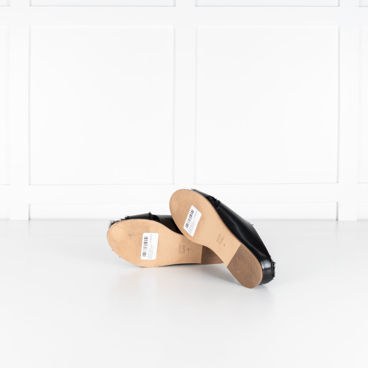 Gabriela Hearst Ellington Black Slides With Wool Fur