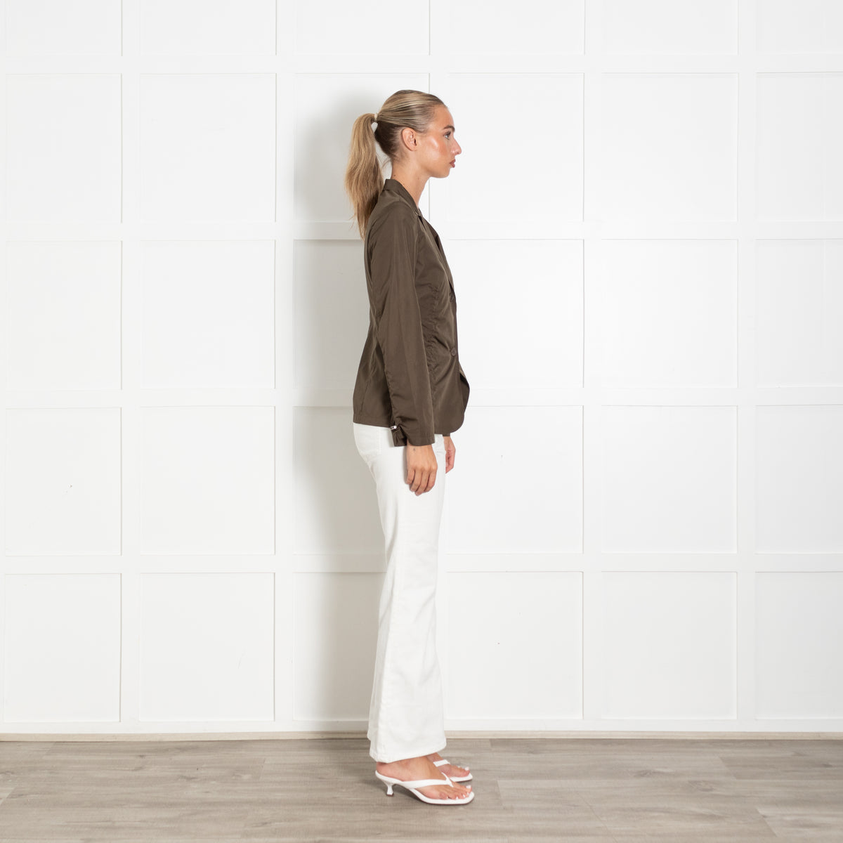 Jil Sander Khaki Nylon Draw String Detail Jacket