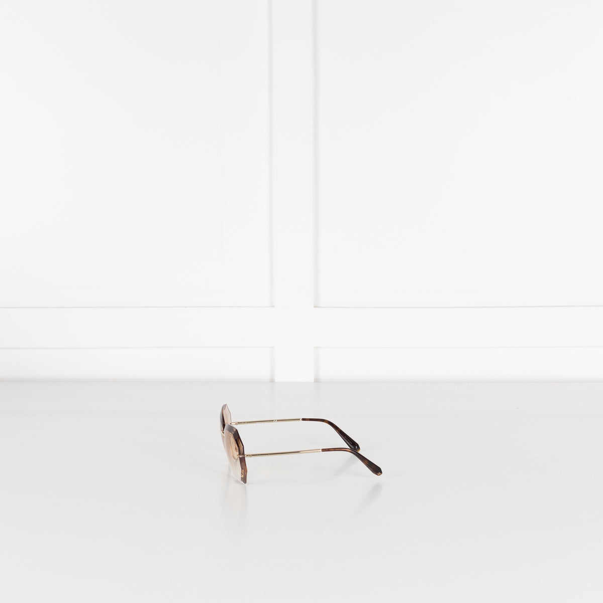 Chanel Gold Hexagon Gradient Tint Rimless Sunglasses